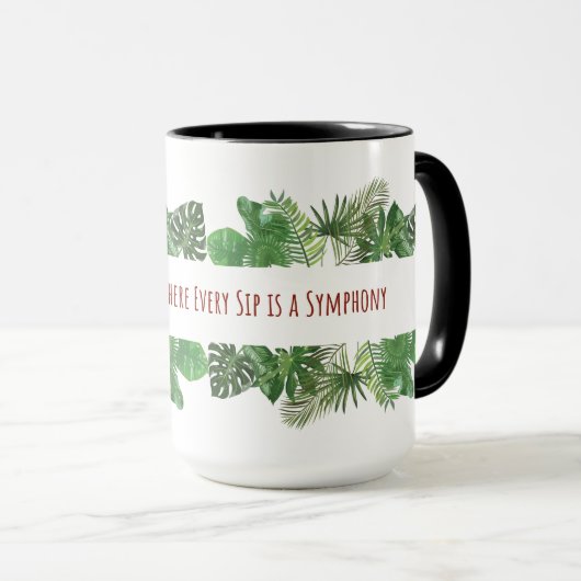 Mug Feuilles tropicaux - Motif de feuillage de la jung (Devant droit)