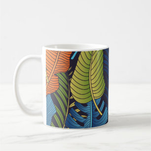Mug Feuilles tropicaux, motif sans couture fleurie.
