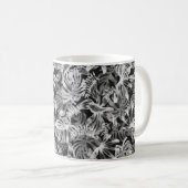 Mug Feuilles tropicaux noirs et blancs (Devant droit)