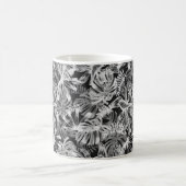 Mug Feuilles tropicaux noirs et blancs (Centre)