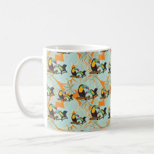 Mug Feuilles tropicaux toucan sans couture Motif (Gauche)