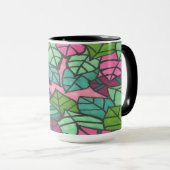 Mug Feuilles tropicaux verts et roses (Devant droit)