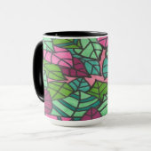 Mug Feuilles tropicaux verts et roses (Devant gauche)