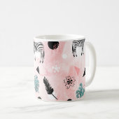 Mug Feuilles tropicaux Zebras Cravate-Dye Motif (Devant droit)