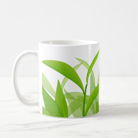 Mug Feuilles vertes brillantes aquarelle (Gauche)