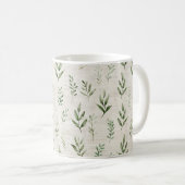 Mug Feuilles Vertes Crème (Devant droit)