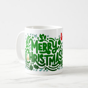 Mug Feuilles Vertes Joyeux Noël Photo de Vacances