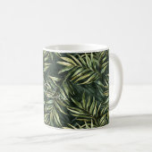 Mug Feuilles Vertes Tropicales Noires (Devant droit)