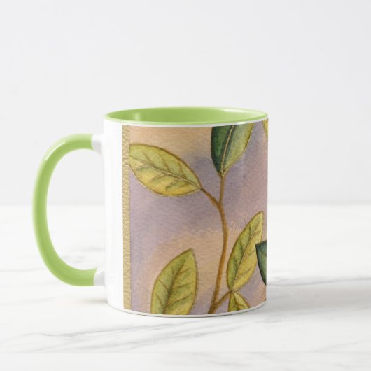 Mug Feuilles verts et jaunes sur Arrière - plan couche (Gauche)