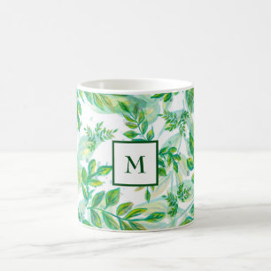 Mug Feuilles verts monogrammes