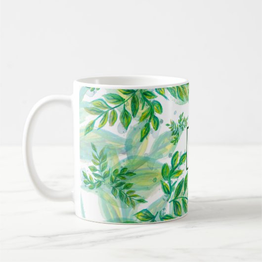 Mug Feuilles verts monogrammes (Gauche)