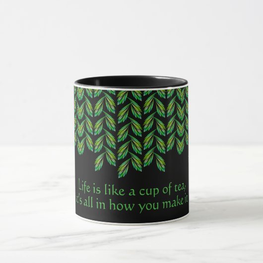 Mug Feuilles verts néon - art fractal, irlandais disan (Centre)