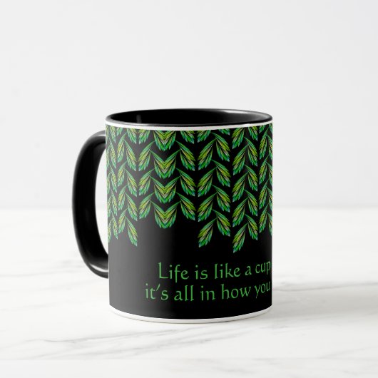 Mug Feuilles verts néon - art fractal, irlandais disan (Devant gauche)