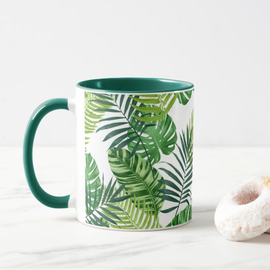Mug Feuilles verts tropicaux (Avec donut)