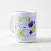 Mug Feutre de fleurs mauve et jaune doux Musique maman (Devant gauche)