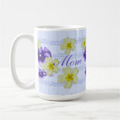 Mug Feutre de fleurs mauve et jaune doux Musique maman (Gauche)