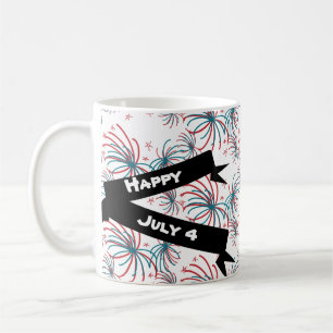 Mug Feux d'artifice Bannière avec étoiles et gribouill