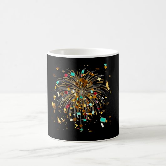 Mug Feux d'artifice dorés et célébration de confettis (Centre)