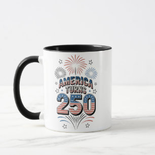 Mug Feux d'artifice du 4 juillet pour le 250e annivers
