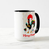 Mug Feux de Noël, baubles, cadeaux et coq (Devant droit)