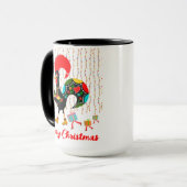 Mug Feux de Noël, baubles, cadeaux et coq (Devant gauche)