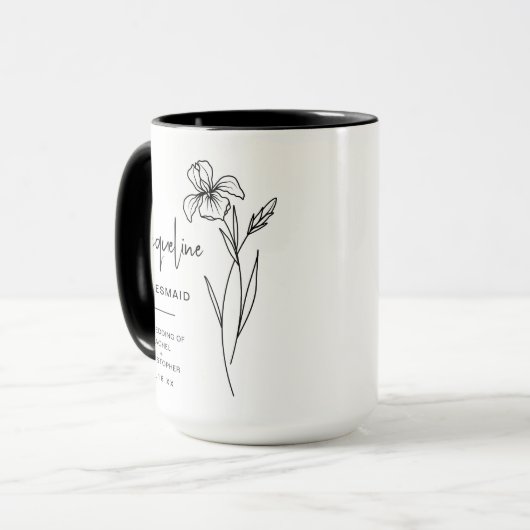 Mug Février Bridesmaid | Fleur de naissance Iris (Devant gauche)