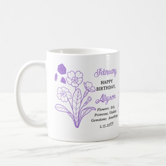 Mug Février Floral | Amethyst Birthday Keeps (Gauche)