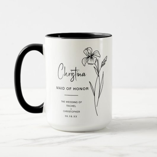 Mug Février Maid of Honor | Fleur de naissance Iris (Gauche)