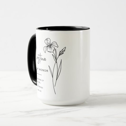 Mug Février Maid of Honor | Fleur de naissance Iris (Devant gauche)