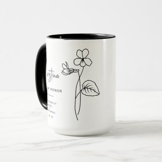 Mug Février Maid of Honor | Fleur de naissance violett (Devant gauche)