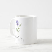 Mug Février Mois de naissance Fleur avec nom - Violet (Devant gauche)