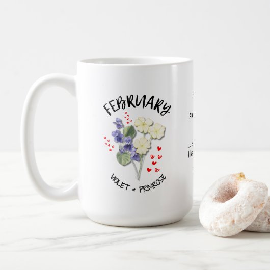 Mug FÉVRIER Mois de naissance Fleur Chrétien personnal (Avec donut)