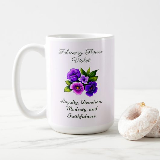 Mug Février Mois de naissance Violet Fleur Delicet Flo (Avec donut)