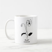 Mug Février Monogramme Mois des fleurs de naissance (Gauche)
