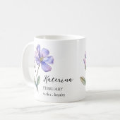MUG FÉVRIER VIOLET NAISSANCE FLEURS MOIS NOM CADEAU (Devant gauche)