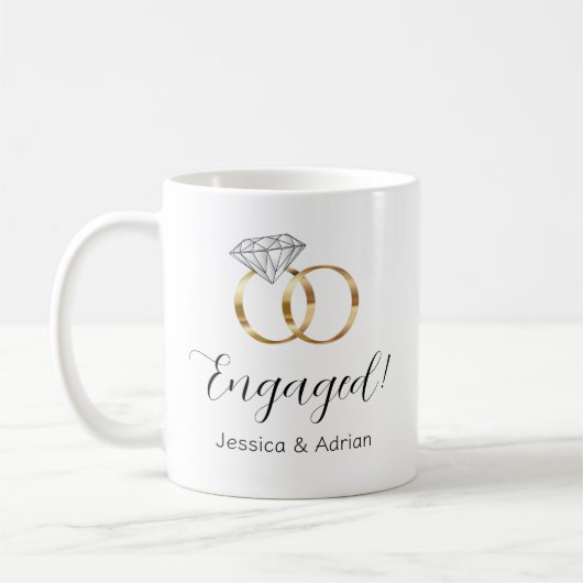 Mug Fiançailles Mariage de anneaux de diamant sur mesu (Gauche)