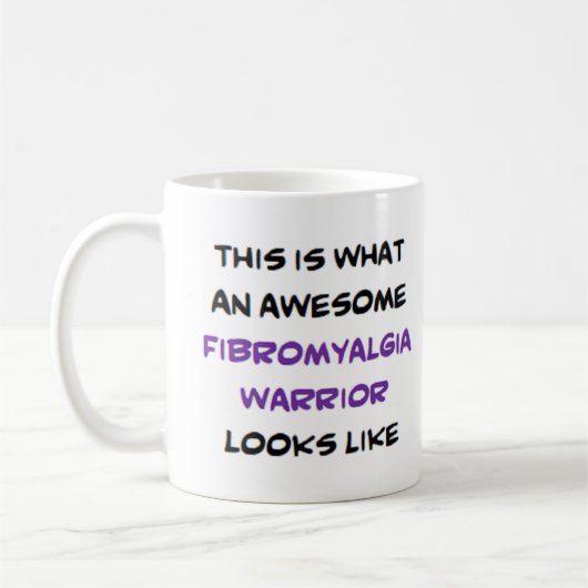 Mug fibromyalgia warrior, awesome (Gauche)
