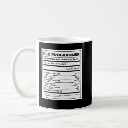 Mug Fiche nutritionnelle du programmeur (Gauche)