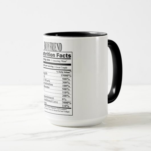 Mug Fiches nutritionnelles pour copain (Devant droit)