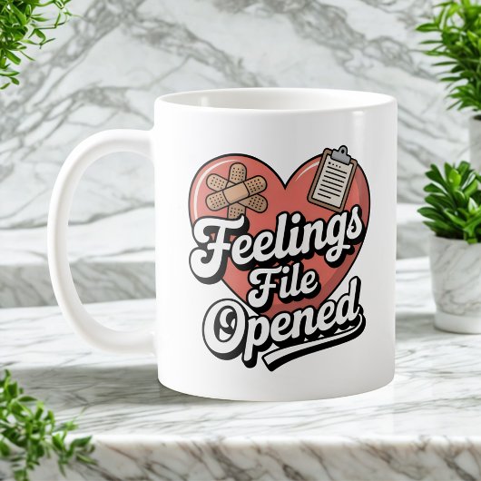 Mug Fichier de sentiments ouvert | Humour de guérison