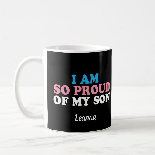 Mug Fier de mon fils transgenre Parent personnalisé (Gauche)