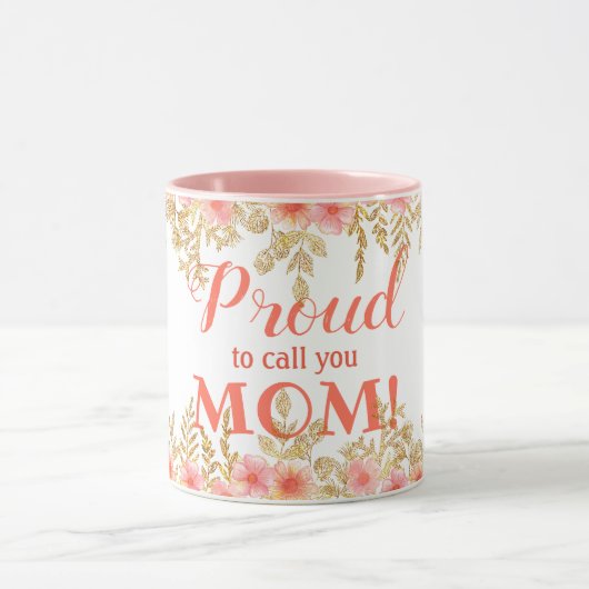 Mug Fier De T'Appeler Maman ! Aquarelle rose (Centre)