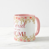 Mug Fier De T'Appeler Maman ! Aquarelle rose Florali (Devant droit)