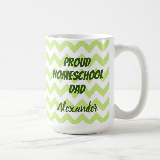 Mug Fier Homeschool Papa Vert et Blanc Chevron (Droite)