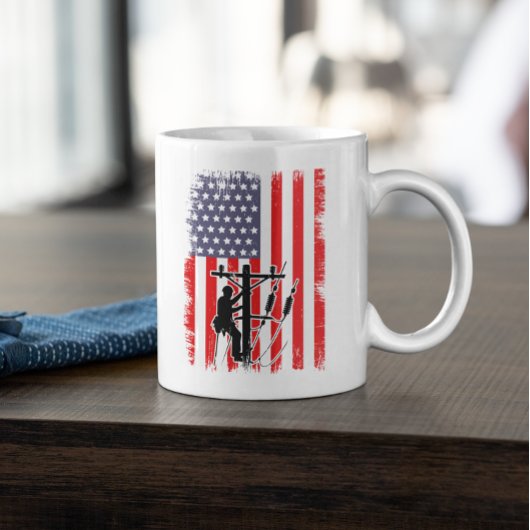 Mug Fier lineman américain Travailleur utilitaire patr