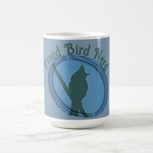 Mug Fier Oiseau Nerd Silhouette Bleu Gris Birder (Centre)