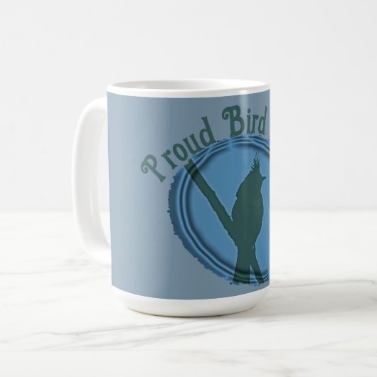 Mug Fier Oiseau Nerd Silhouette Bleu Gris Birder (Devant gauche)