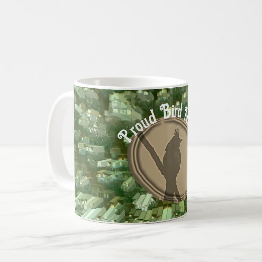 Mug Fier Oiseau Nerd Silhouette Brown Oiseau vert (Devant gauche)