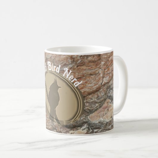 Mug Fier Oiseau Nerd Silhouette Rustique Oiseau de boi (Devant droit)