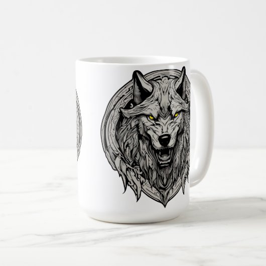 Mug Fierce Wolf Mandala : Symbole de force (Devant droit)